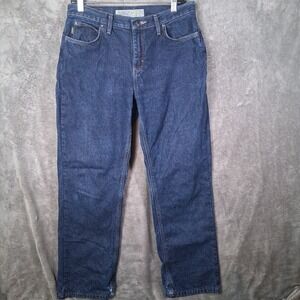 Cabelas Women's Flannel Lined Jeans Size 10 Straight Fit Dark Blue Wash